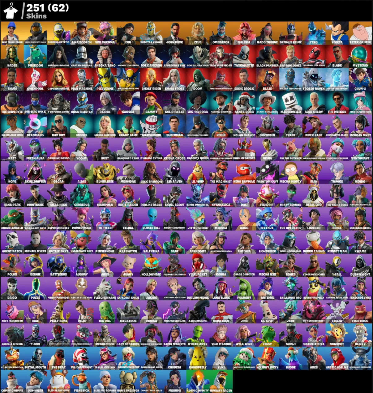  FN (ALL PLATFORMS) 💎 251 skins (62 paid) | Full access | Warranty | 2 Gifts 